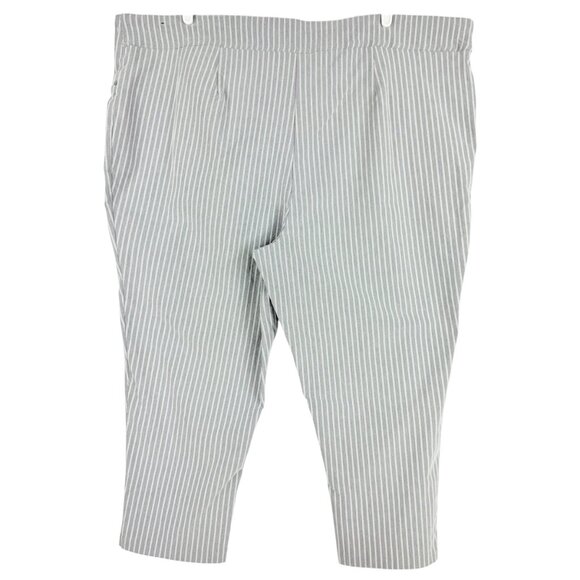 Maurices Women's Stretch Grey/White High Rise Striped Crop Pants Plus Sz 4X NWOT - Picture 2 of 10